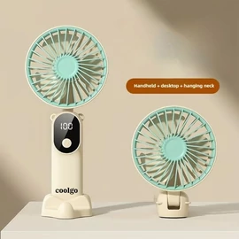 USB tölthető mini ventilátor zöld – 3 az 1-ben hordozható ventilátor LED kijelzővel