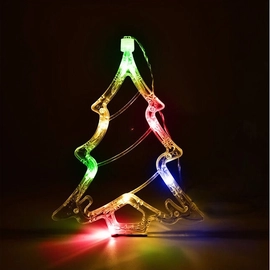 LED elemes ablakdísz karácsonyfa 20cm színes