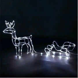 LED rénszarvas szánnal kültéri beltéri álló 46cm hideg fehér karácsonyi világítás