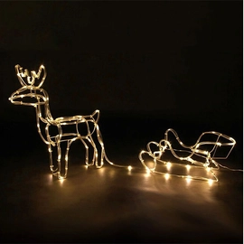 LED rénszarvas szánnal kültéri beltéri álló 46cm meleg fehér karácsonyi világítás