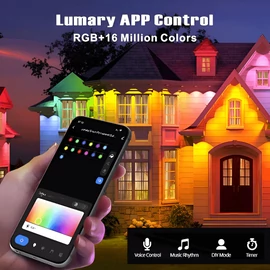 Okos RGB+IC kültéri LED dekorfény - 30 m, 72 RGB+IC LED, telefonról vezérelhető, IP67 vízálló