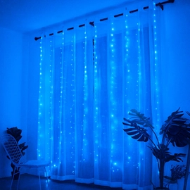 Micro LED fényfüggöny 8 fénymóddal 2m x 2m beltéri kék