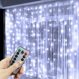 Micro LED fényfüggöny 8 fénymóddal 3m x 2m beltéri hideg fehér