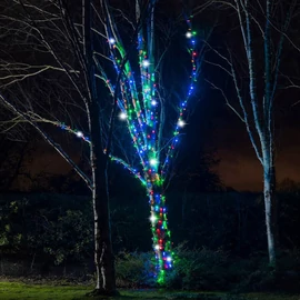 Fényfüzér flash villogó 30m toldható kültéri/beltéri RGB színes 300 LED