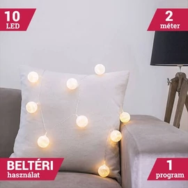 Elemes LED textil gömb fényfüzér meleg fehér 10 LED