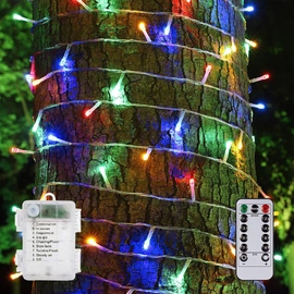 Elemes fényfüzér 100 LED 10m távirányítható 8 program színes