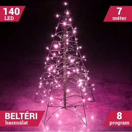 140 LED Pink Toldható Fényfüzér Zöld vezeték