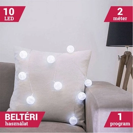 Elemes LED textil gömb fényfüzér hideg fehér 10 LED