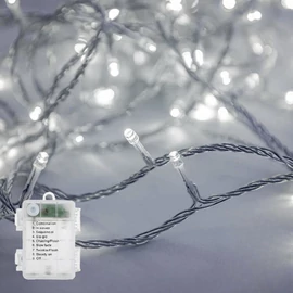 Elemes fényfüzér 100 LED 10m távirányítható 8 program hideg fehér