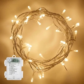 Elemes fényfüzér 100 LED 10m távirányítható 8 program meleg fehér