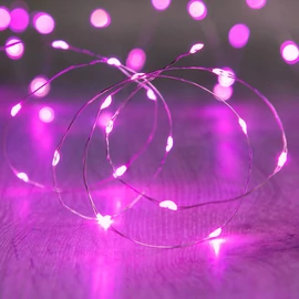 Tündérfény fényhuzal 2m 20 LED PINK