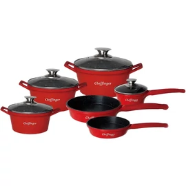 Cheffinger 12 Részes Tapadásmentes Bevonatú Edénykészlet CF-DIAC12-RED