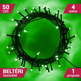 Elemes Fényfüzér 50 LED Zöld 4M Beltéri 1 program