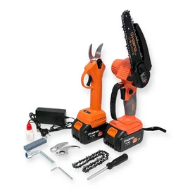 Haina Dupla Akkus Automata Olajozású Mini 6" Ágvágó Láncfűrész És Metszőolló 62V H-BCD2-6804