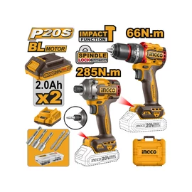 INGCO Akkus erőcsomag 20 V Ütvefúró-csavarozó 66nm + Ütvecsavarozó 285nm