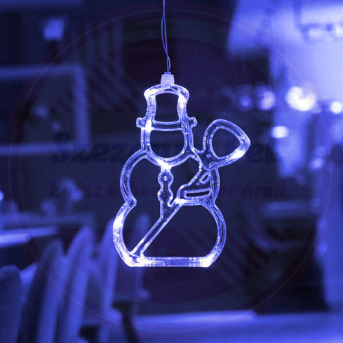LED elemes ablakdísz hóember 20cm kék