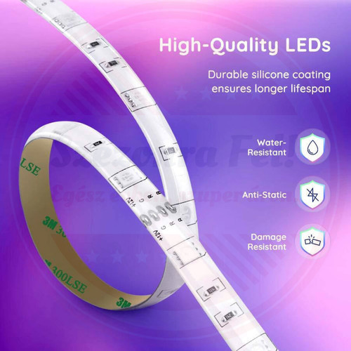 WiFi RGB okos LED szalag 2x5m szett távirányítóval telefon és hangvezérléssel