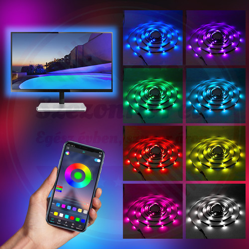 WiFi RGB okos LED szalag 2x5m szett távirányítóval telefon és hangvezérléssel