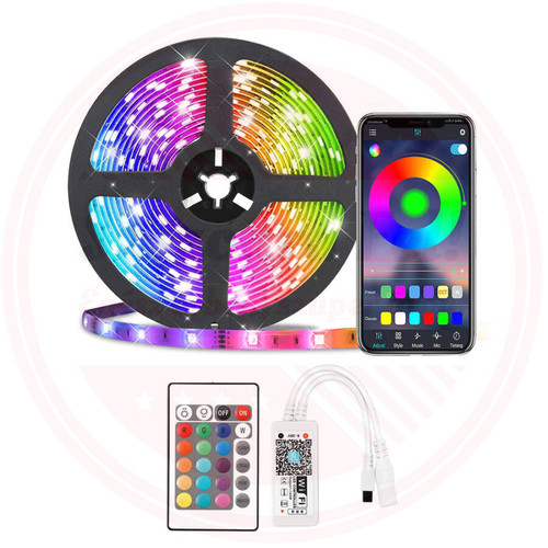 WiFi RGB okos LED szalag 2x5m szett távirányítóval telefon és hangvezérléssel
