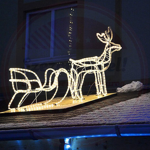LED rénszarvas szánnal kültéri beltéri álló 46cm meleg fehér karácsonyi világítás