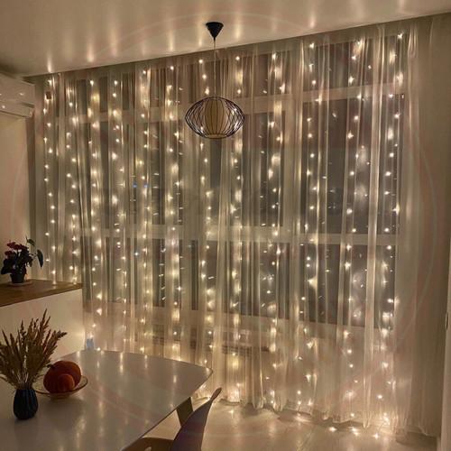 Micro LED fényfüggöny 8 fénymóddal 3m x 3m beltéri meleg fehér
