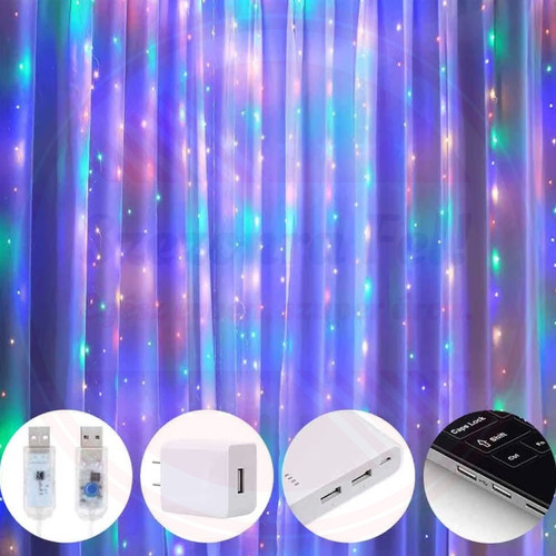 Távirányítós LED Fényfüggöny akasztóval 8 fénymód USB Multikolor 3m x 2m Távirányítós LED Fényfüggöny akasztóval 8 fénymód USB Multikolor 3m x 2m