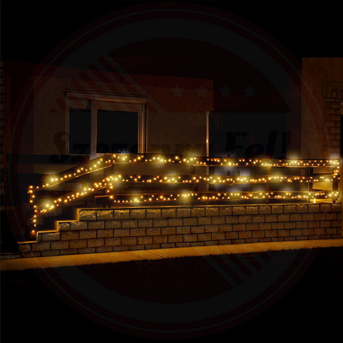 Fényfüzér flash villogó 20m toldható kültéri/beltéri meleg fehér 200 LED