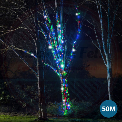 Fényfüzér flash villogó 50m toldható kültéri/beltéri RGB színes 500 LED