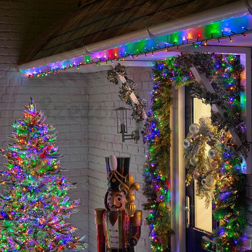 Fényfüzér flash villogó 30m toldható kültéri/beltéri RGB színes 300 LED