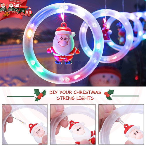 Karácsonyi Fényfüzér 10db Gyűrűs Dísszel 8 Fénymód 3M RGB Színes Karácsonyi Fényfüzér 10db Gyűrűs Dísszel 8 Fénymód 3M RGB Színes