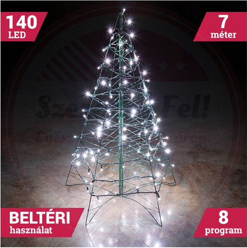 140 LED Hideg Fehér Fényfüzér 8 Fénymód Toldható zöld vezeték 9m 140 LED Hideg Fehér Fényfüzér 8 Fénymód Toldható zöld vezeték 9m