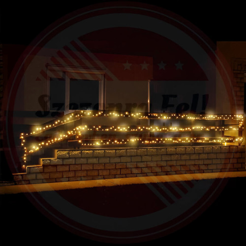 LED fényfüzér 50 m – 240 meleg fehér LED, 8 programmal, kültéri-beltéri használatra