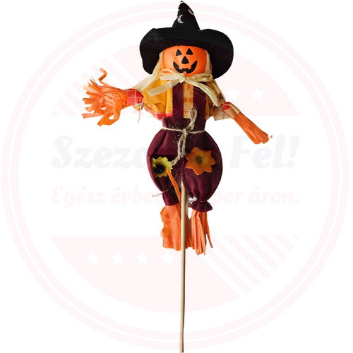 Boszorkány Tökfej Figurás Fekete Halloween dekoráció