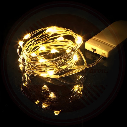Gombelemes Meleg Fehér fényhuzal 2m 20 LED