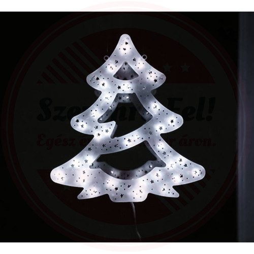 LED ablakdísz fenyőfa vezetékes 40cm hideg fehér