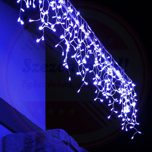 Jégcsap Fényfüzér 25m 8 Fénymód kültéri/beltéri toldható Kék 500LED Jégcsap Fényfüzér 25m 8 Fénymód kültéri/beltéri toldható Kék 500LED
