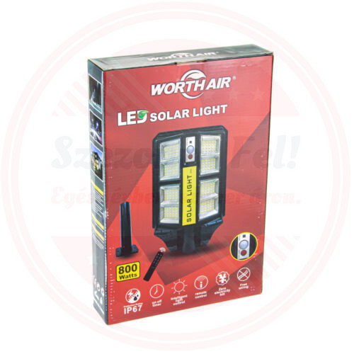 Worth Air napelemes szolár kültéri LED lámpa beépített szolár panellel távirányítóval 800W WA22-14