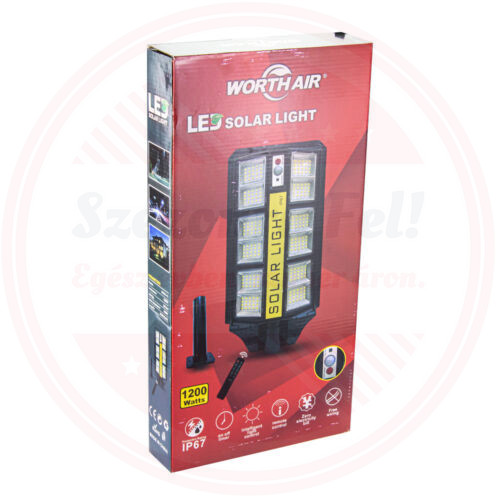 Worth Air napelemes szolár kültéri LED lámpa beépített szolár panellel távirányítóval 1200W WA22-15 Worth Air napelemes szolár kültéri LED lámpa beépített szolár panellel távirányítóval 1200W WA22-15