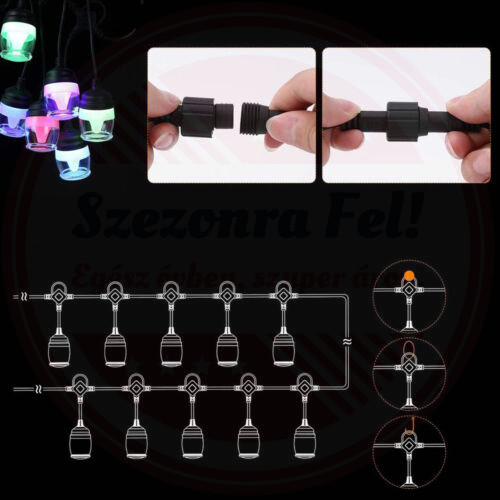 Bluetooth kültéri okos LED égősor színes 9m F12C Bluetooth kültéri okos LED égősor színes 9m F12C