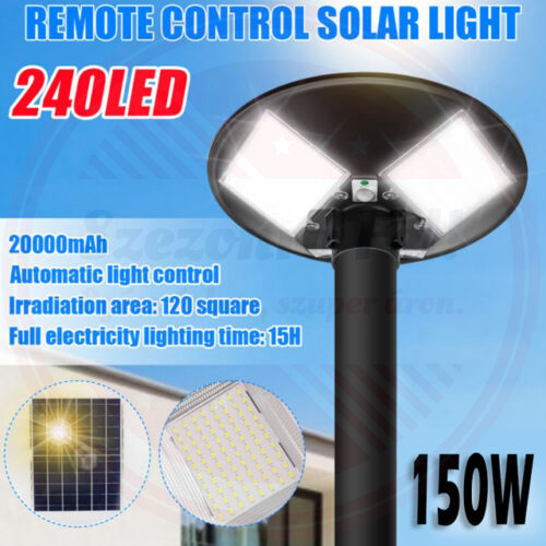 Mozgásérzékelős LED UFO napelemes kültéri szolár lámpa fali tartóval 240LED 150W Mozgásérzékelős LED UFO napelemes kültéri szolár lámpa fali tartóval 240LED 150W