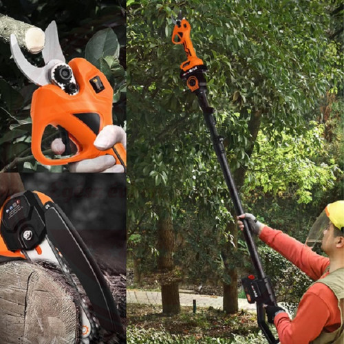 Flinke Magassági ágvágó láncfűrész és metszőolló készlet teleszkópos nyéllel 2db akkuval 48V