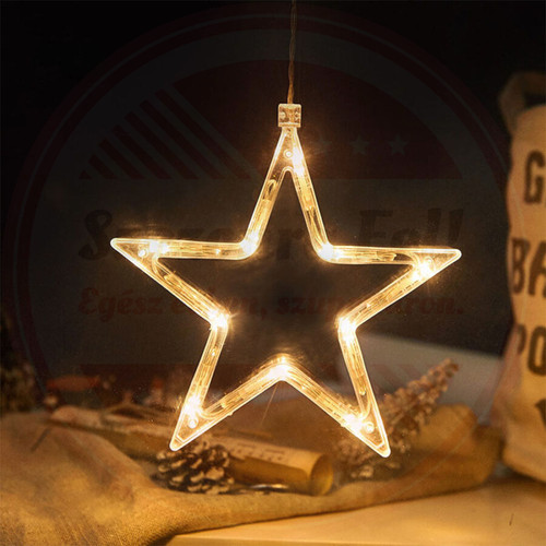 LED elemes ablakdísz csillag 20cm meleg fehér