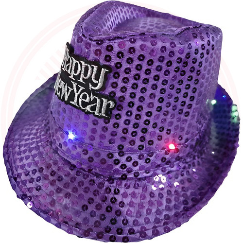 Világító Kalap Happy New Year Felirattal Lila