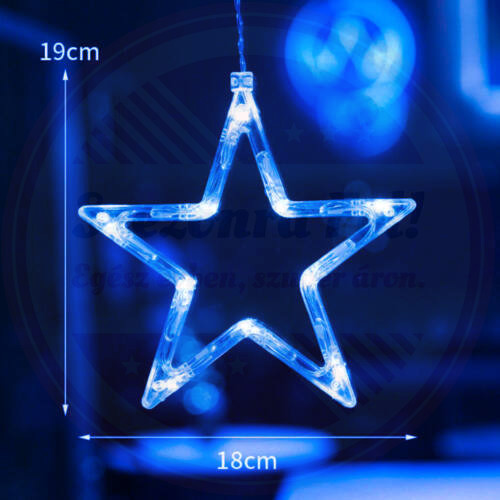 LED elemes ablakdísz csillag 20cm kék
