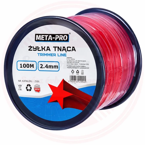 META-PRO fűkasza damil 2,4 mm × 100 m – piros