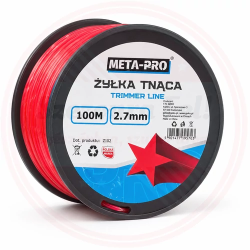 META-PRO fűkasza damil 2,7 mm × 100 m – piros