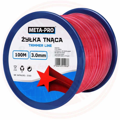 META-PRO fűkasza damil 3,0 mm × 100 m – piros