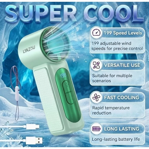 3 az 1-ben USB tölthető párásító ventilátor – Digitális kijelzős kézi ventilátor