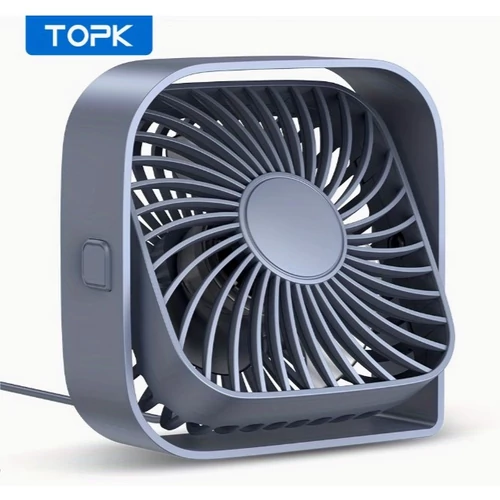 USB asztali ventilátor szürke – 3 sebességes, 360°-ban állítható mini ventilátor
