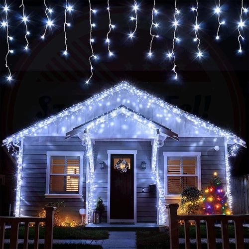 Jégcsap LED Fényfüzér 5m-25m Hideg Fehér 